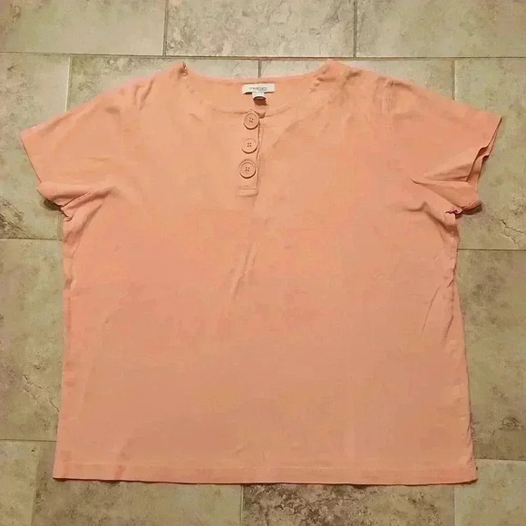 Dress Barn Buttoned Short Sleeve Top - Picture 1 of 8